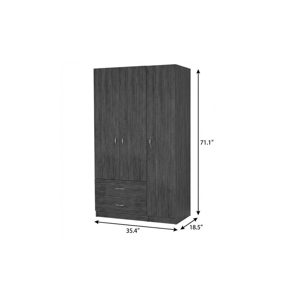 71" Gray And White Wood Two Drawer Combo Dresser