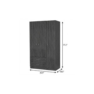 71" Gray And White Wood Two Drawer Combo Dresser