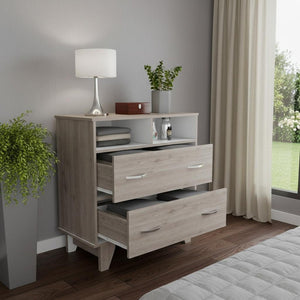 32" Light Gray Wood Two Drawer Dresser