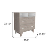 32" Light Grey Manufactured Wood Two Drawer Dresser