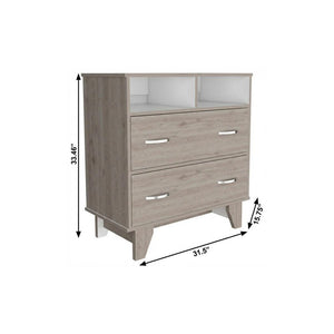 32" Light Gray Wood Two Drawer Dresser
