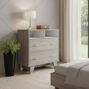 32" Light Gray Wood Two Drawer Dresser