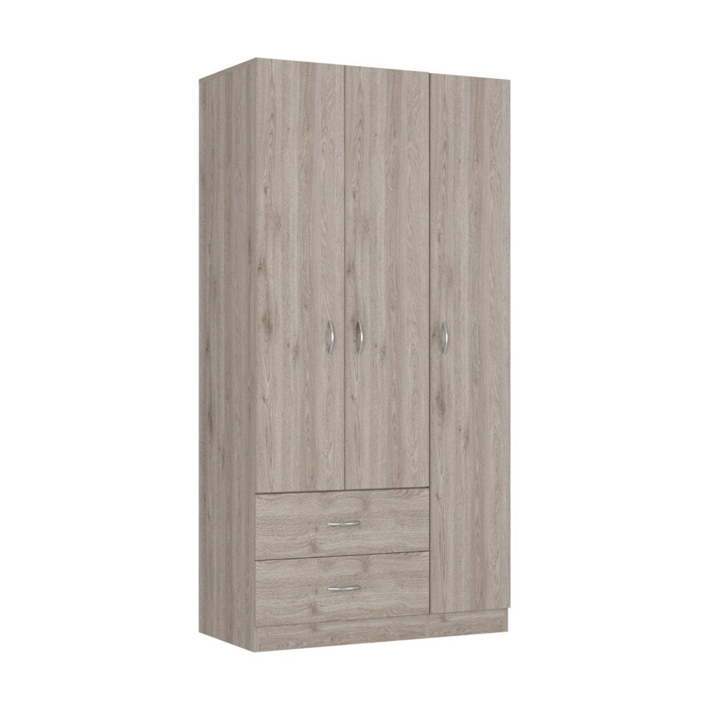 71" Light Gray Wood Two Drawer Combo Dresser