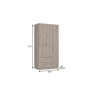 71" Light Gray Wood Two Drawer Combo Dresser