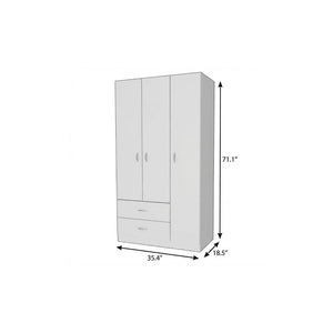 71" White Wood Two Drawer Combo Dresser