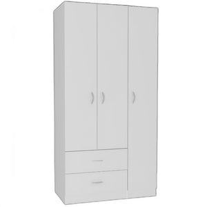 71" White Wood Two Drawer Combo Dresser