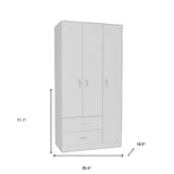 71" White Manufactured Wood Two Drawer Combo Dresser