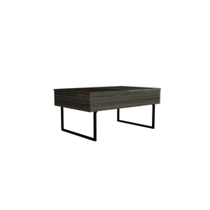 39" Espresso And Black Metal Lift Top Coffee Table With Drawer