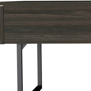 39" Espresso And Black Metal Lift Top Coffee Table With Drawer