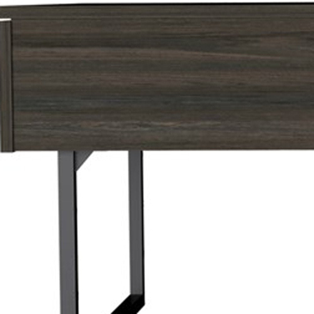 39" Espresso And Black Metal Lift Top Coffee Table With Drawer
