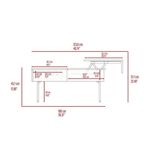 39" Espresso And Black Metal Lift Top Coffee Table With Drawer