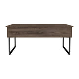 41" Dark Brown and Black Wood and Metal Lift Top Coffee Table