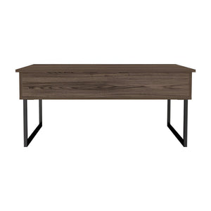 41" Dark Brown and Black Wood and Metal Lift Top Coffee Table