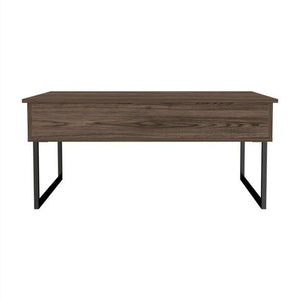 41" Dark Brown and Black Wood and Metal Lift Top Coffee Table