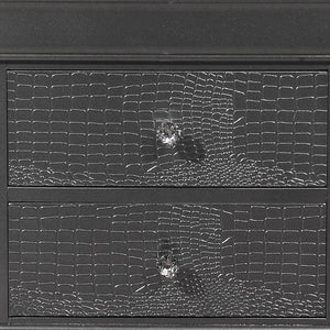 24" Gray Wood Shagreen Two Drawer Nightstand