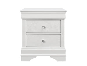 24" White Wood Shagreen Two Drawer Nightstand