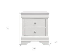 24" White Wood Shagreen Two Drawer Nightstand