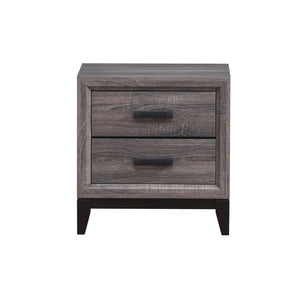 25" Gray Wood Two Drawer Nightstand