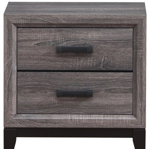 25" Gray Wood Two Drawer Nightstand