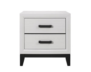 25" White Wood Two Drawer Nightstand