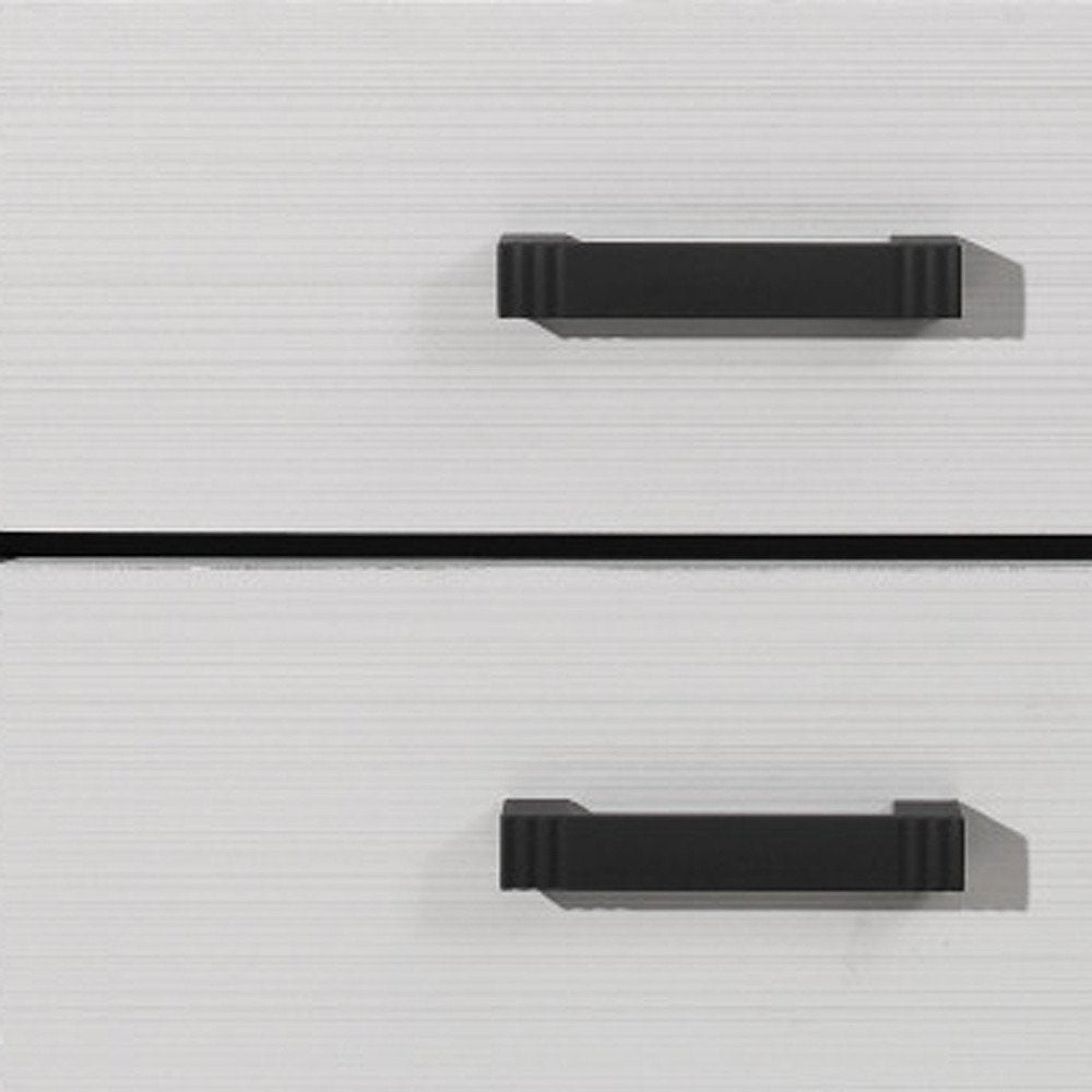 25" White Wood Two Drawer Nightstand