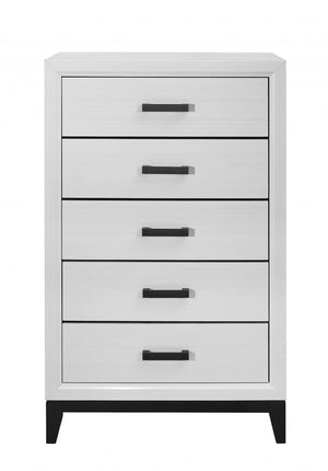 31" White Wood Five Drawer Dresser