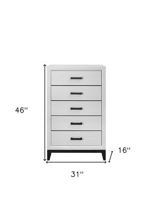 31" White Wood Five Drawer Dresser
