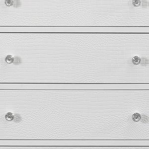 31" Metallic White Solid Wood Five Drawer Chest
