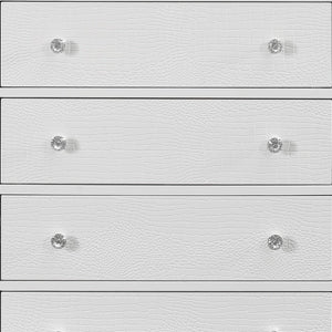 31" Metallic White Solid Wood Five Drawer Chest