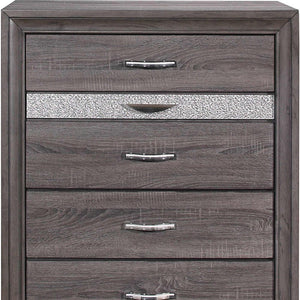35" Grey Manufactured Wood Six Drawer Chest