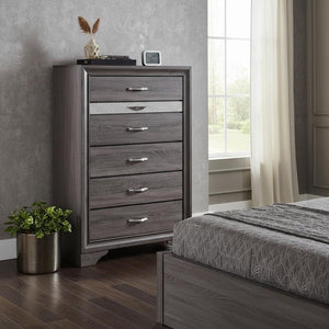 35" Grey Manufactured Wood Six Drawer Chest