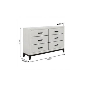 58" White Solid Wood Six Drawer Double Dresser