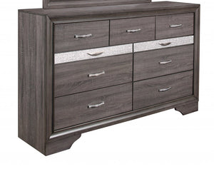 63" Gray Solid Wood Nine Drawer Double Dresser