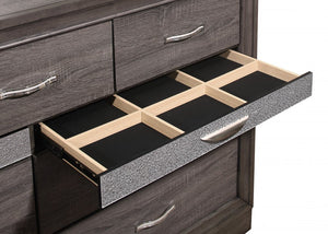 63" Gray Solid Wood Nine Drawer Double Dresser