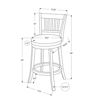 Set of Two 29" Black and Espresso Faux Leather and Solid Wood Bar Height Swivel Bar Chairs