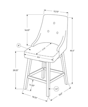 Set of Two 29" Gray and White Faux Leather and Solid Wood Bar Height Swivel Bar Chairs