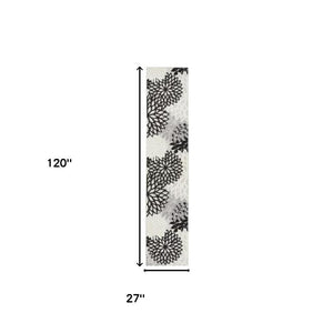 10' Black And White Indoor Outdoor Runner Rug