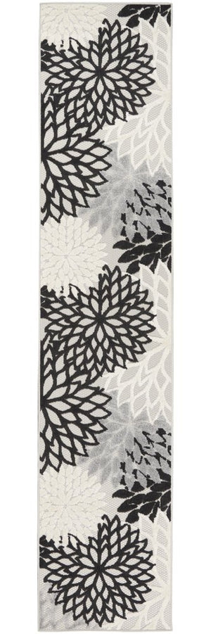 12' Black And White Indoor Outdoor Runner Rug