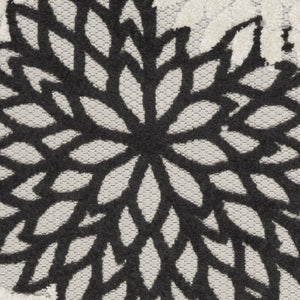 8' Black And White Indoor Outdoor Runner Rug
