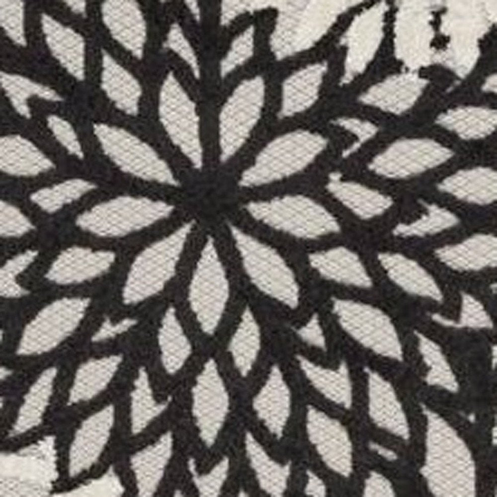 8' Black And White Indoor Outdoor Runner Rug