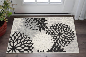 3' X 4' Black And White Indoor Outdoor Area Rug