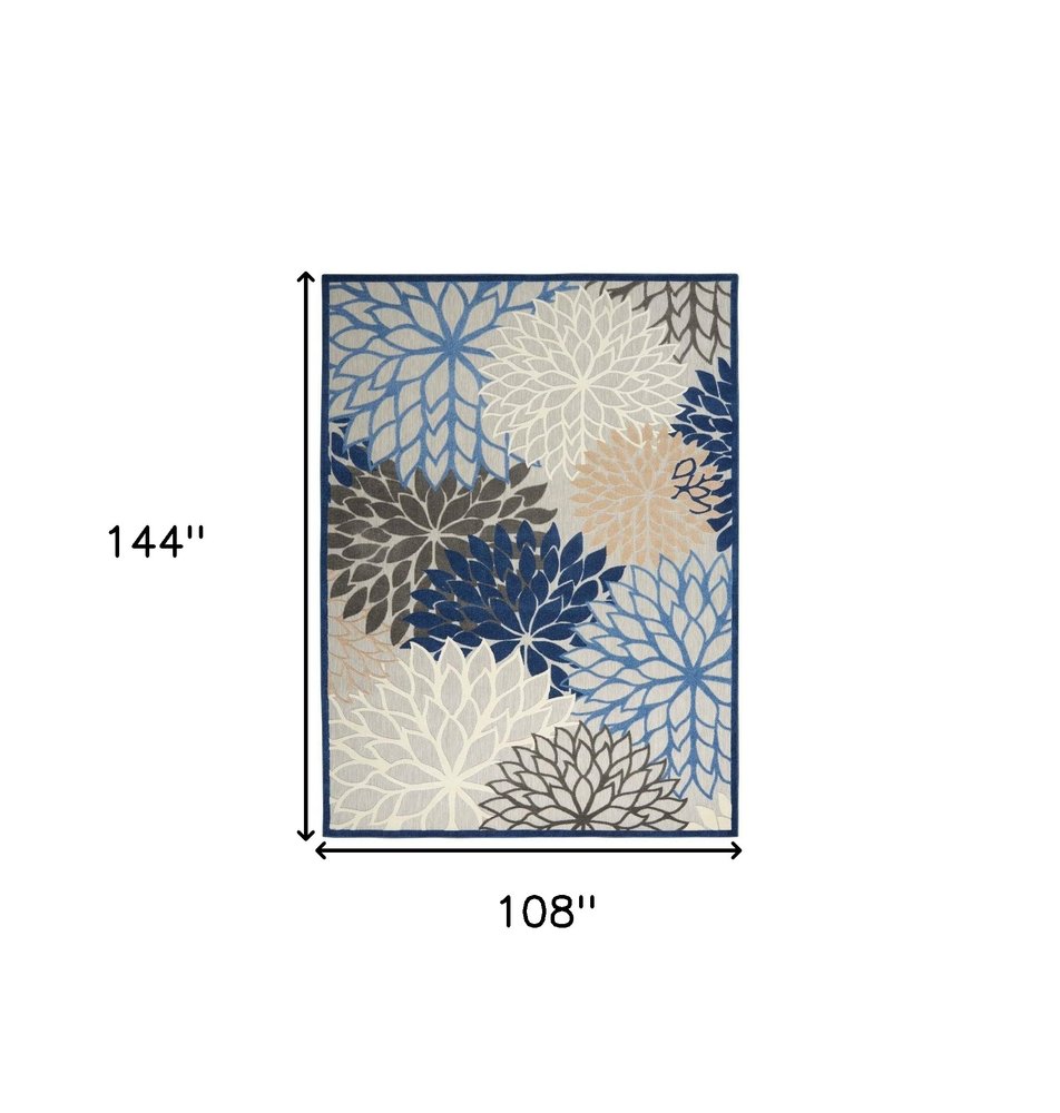 9' X 12' Blue Indoor Outdoor Area Rug
