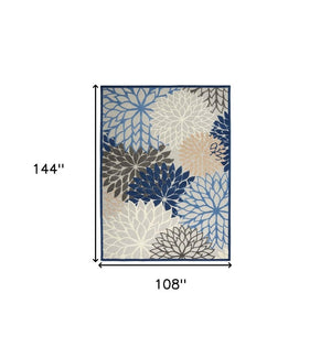 9' X 12' Blue Indoor Outdoor Area Rug