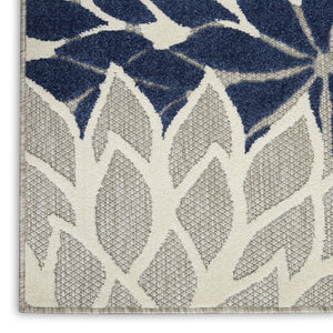 10' X 13' Ivory And Blue Indoor Outdoor Area Rug