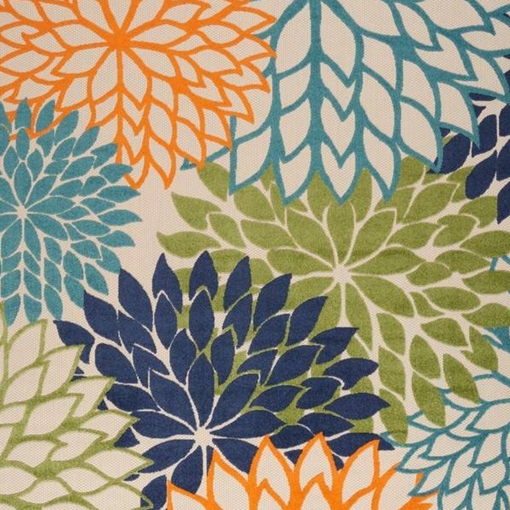 9' X 12' Blue And Orange Indoor Outdoor Area Rug