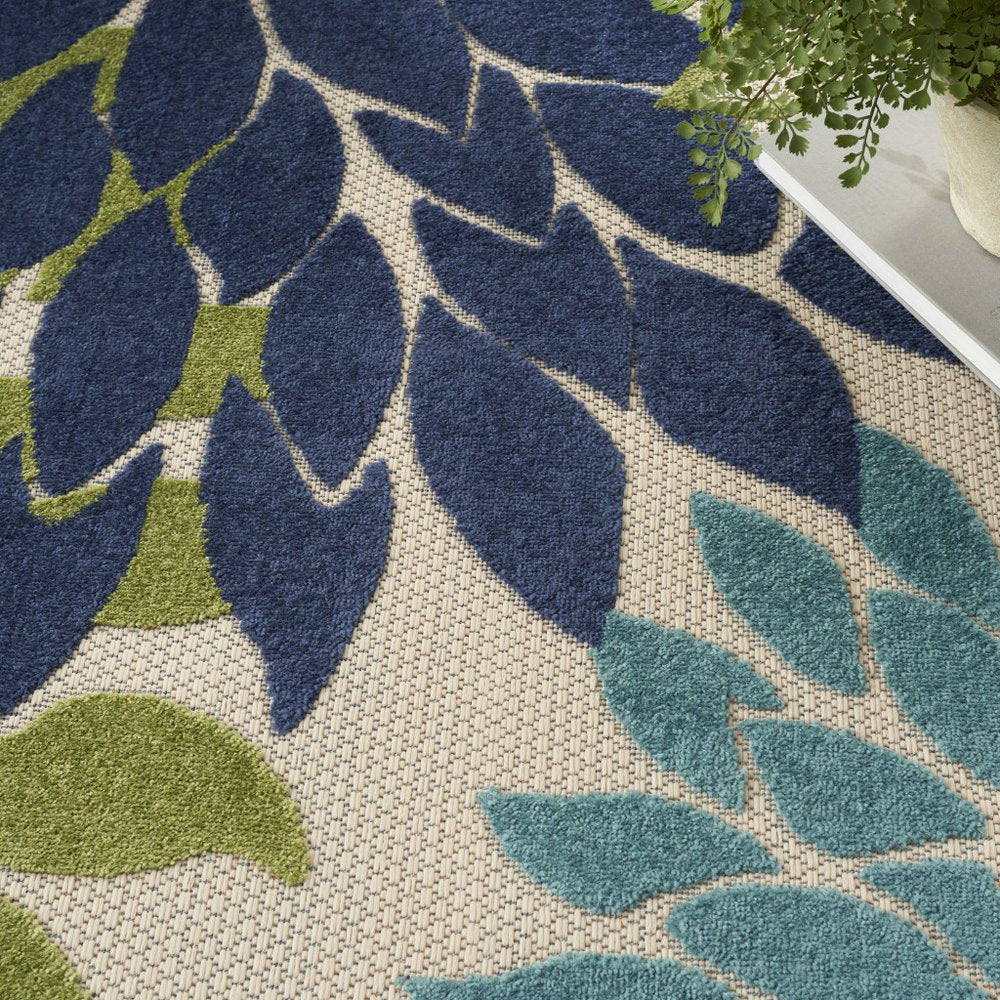 9' X 12' Blue And Orange Indoor Outdoor Area Rug