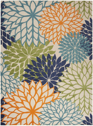 9' X 12' Blue And Orange Indoor Outdoor Area Rug