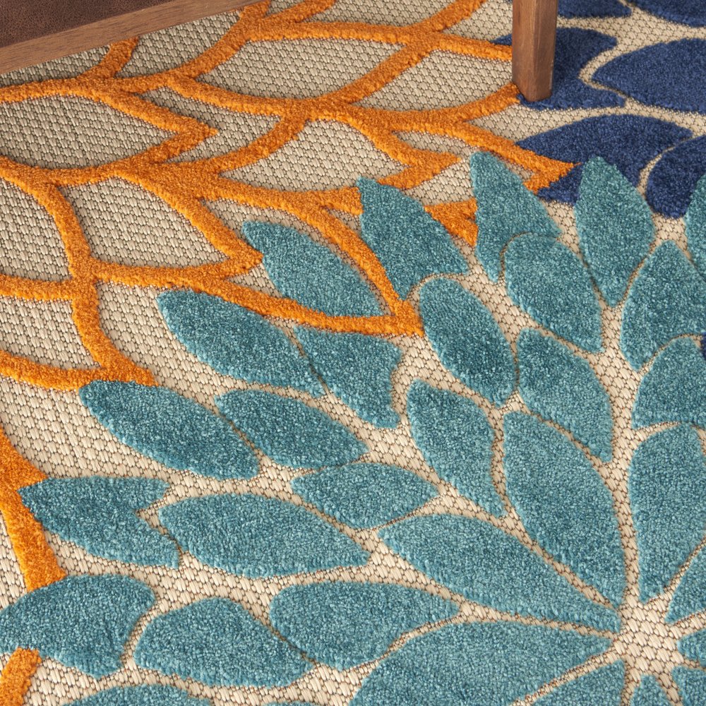 10' X 13' Blue And Orange Indoor Outdoor Area Rug