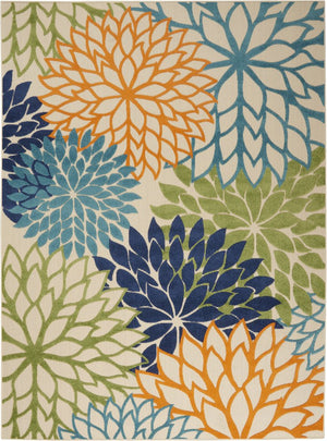 10' X 13' Blue And Orange Indoor Outdoor Area Rug