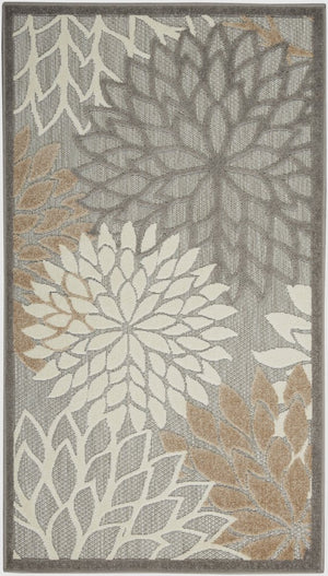 3' X 5' Gray And Ivory Indoor Outdoor Area Rug